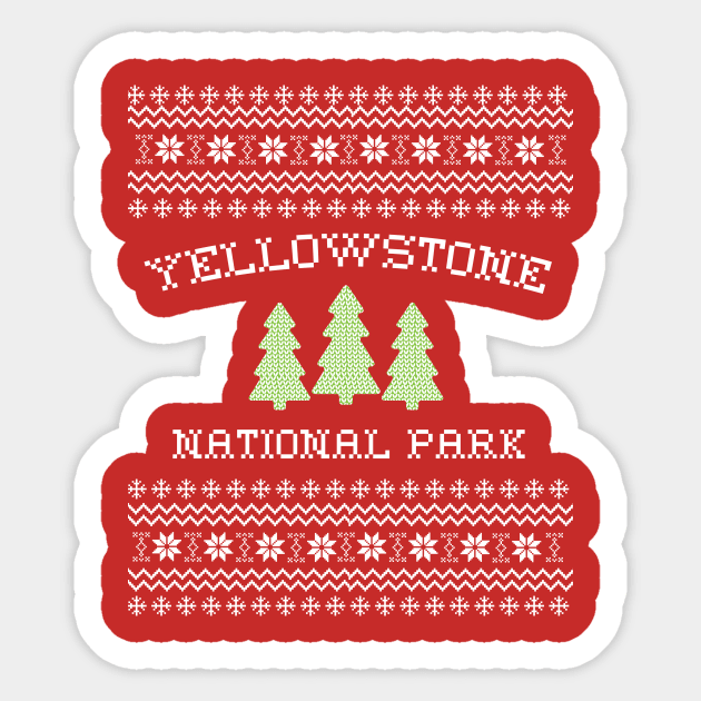 Yellowstone National Park Ugly Christmas Sweater Sticker by roamfree